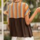 thumbnail image 5 of Camiseta con estilo para mujer, con estampado de retazos, escote de Color, Top de manga corta con cordón calado OAVQHLG3B Store lin121212, 5 of 5