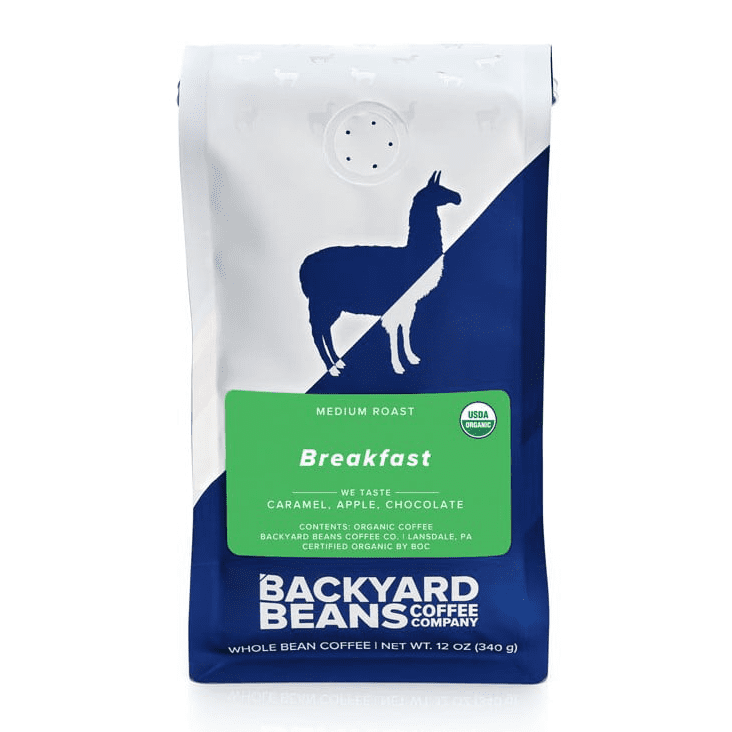 Backyard Beans Coffee - Breakfast Blend, Organic Whole Bean, Medium Roast, 12oz