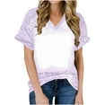thumbnail image 3 of Inverlee T Shirts for Women V Neck Dressy Casual Short Sleeve Tops Loose Fit Tie Dye Shirts Flowy Holiday Tunic Blouse Tee, 3 of 6