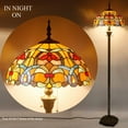 thumbnail image 4 of Tiffany Style Floor Standing Lamp W16H64 Inch(2LED Bulb Included) Stained Glass Crystal Bead Flower Shade 2E26 Antique Reading Lighting Resin Base S617 WERFACTORY LAMPS Bedroom Living Room, 4 of 7
