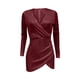 thumbnail image 2 of Gibobby Vestido de noche mujer Nuevo temperamento manga larga lentejuelas profundo V delgado envuelto cadera vestido de mujer(Rojo,M), 2 of 5