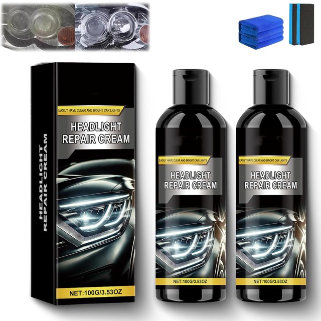 Headlight Restore and Protect Refurbishment Care Agent, Car Headlight Restoration Kit, Repair Polishing Kit, for Trucks Rvs Motorcycles (2 Pcs)