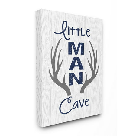 The Kids Room by Stupell Little Man Cave Antlers Wood Grain Oversized Stretched Canvas Wall Art, 24 x 1.5 x (Best Wall Color For Man Cave)