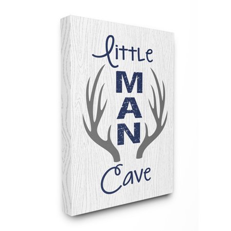 The Kids Room by Stupell Little Man Cave Antlers Wood Grain Oversized Stretched Canvas Wall Art, 24 x 1.5 x