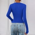 thumbnail image 5 of Women Long Sleeve V Neck Slim Fit Shirts Basic Tee Tops 2025 Fall Casual T Shirt Blouse Outfits Clothes Blue S, 5 of 5