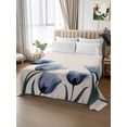 thumbnail image 2 of Spring Floral Flat Sheets Only Twin XL Size, Soft Breathable Bed Top Sheets for Mattress, Blue Tulip Summer Botanical Rustic Luxury Bedding Flat Sheets for Home Hotel Bedroom Bed Protection, 2 of 9
