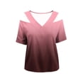 thumbnail image 4 of Guluxicc Women's Cold Shoulder Shirts Short Sleeve V Neck Graphic Tops for Summer Casual Outfits, 4 of 5
