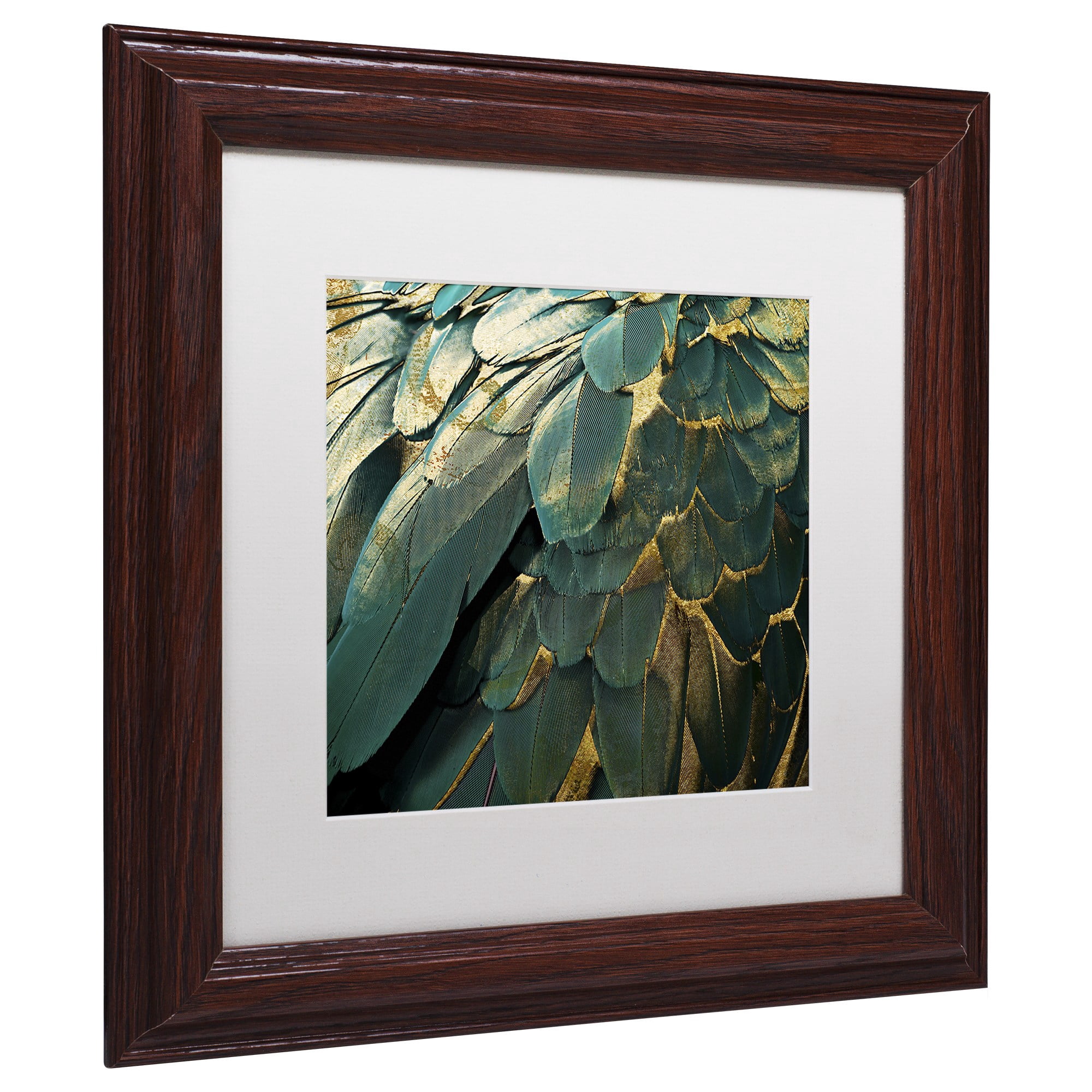 Trademark Fine Art "Feather Glitter" Canvas Art by Color Bakery, White Matte, Wood Frame