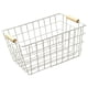 thumbnail image 4 of Cesta de alambre para almacenamiento con asa de madera, ideal como regalo de inauguración de la casa, decoración rústica para picnic. Blanco S, 4 of 9