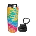 thumbnail image 2 of 18oz Sports Insulated Kettle Double Wall Vacuum Insulated Water Bottle With Leak Proof Flip Lid For Gym Outdoor Commuting Camping Red Tie Dye Background Rainbow Colors (4), 2 of 9
