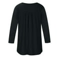 thumbnail image 6 of Htigea Women's 3/4 Length Sleeve Top Pleated Crewneck T-Shirts Flowy Tunic Blouse Casual Loose Fit Tees Black,2XL, 6 of 6