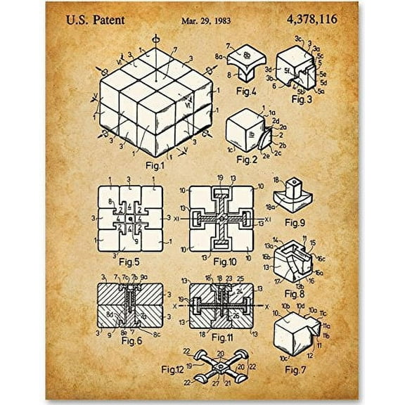 Rubik's Cube Patent - 11x14 Unframed Patent Print - Great Gift for Boy's Room Decor
