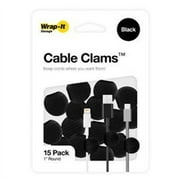 Jjaamm 260118 1 in. Hook & Loop Storage Cable Clam, Black - Pack of 15