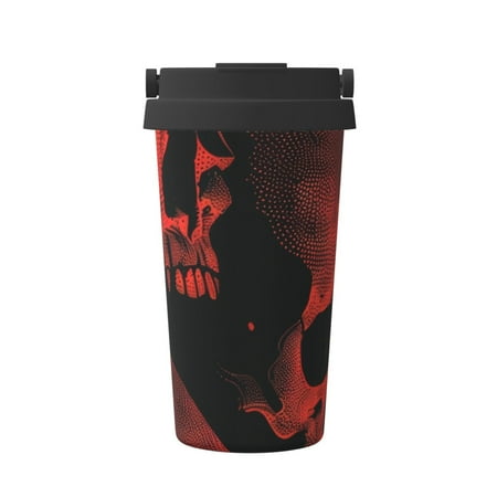 

Junzan Red And Black Abstract Skull for Stainless Steel Vacuum Insulated Tumbler - Reusable Insulated Cold Brew Iced Coffee Cup Thermos -Gifts for Women Men Him Her