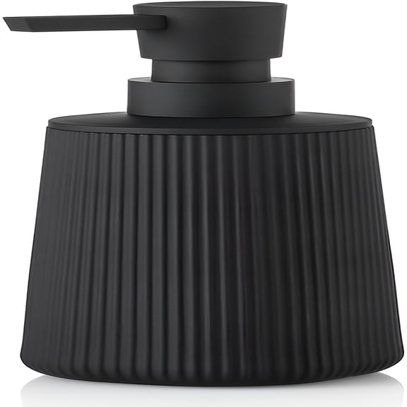 ACDANC Small Soap Dispenser for Bathroom And Kitchen,Modern Farmhouse Striped Style Plastic Hand Soap Dish Soap Dispenser with Pump Matte Black