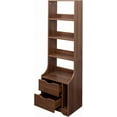 thumbnail image 4 of 58" Tall Nightstand with Bookshelf Walnut Night Stand with 2 Storage Drawers for Bedroom, Modern Bedside Table Storage Cabinet Bookcase for Living Room Apartment, 4 of 7