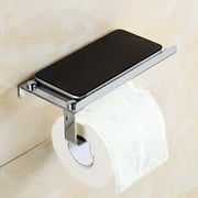 INTBUYING Toilet Paper Holder with Mobile Phone Storage Shelf Stainless Steel with Hook Wall Mounted Rack