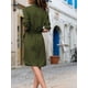 thumbnail image 3 of Qarigey Vestido de camisa de mujer Botón Vestido de manga larga Cintura con cordones Ropa Prendas para la parte del cuerpo ejercito verde L, 3 of 5
