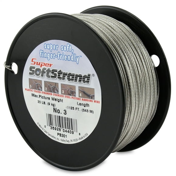 SuperSoftstrand Size 6 - 275-Feet Picture Wire Vinyl Coated Stranded Stainless Steel