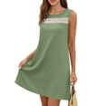 thumbnail image 4 of Hurxie Summer Dresses for Women Beach Vacation Spring Fashion Clothing Lace Mini Tank Dress with Pockets Green,L, 4 of 6