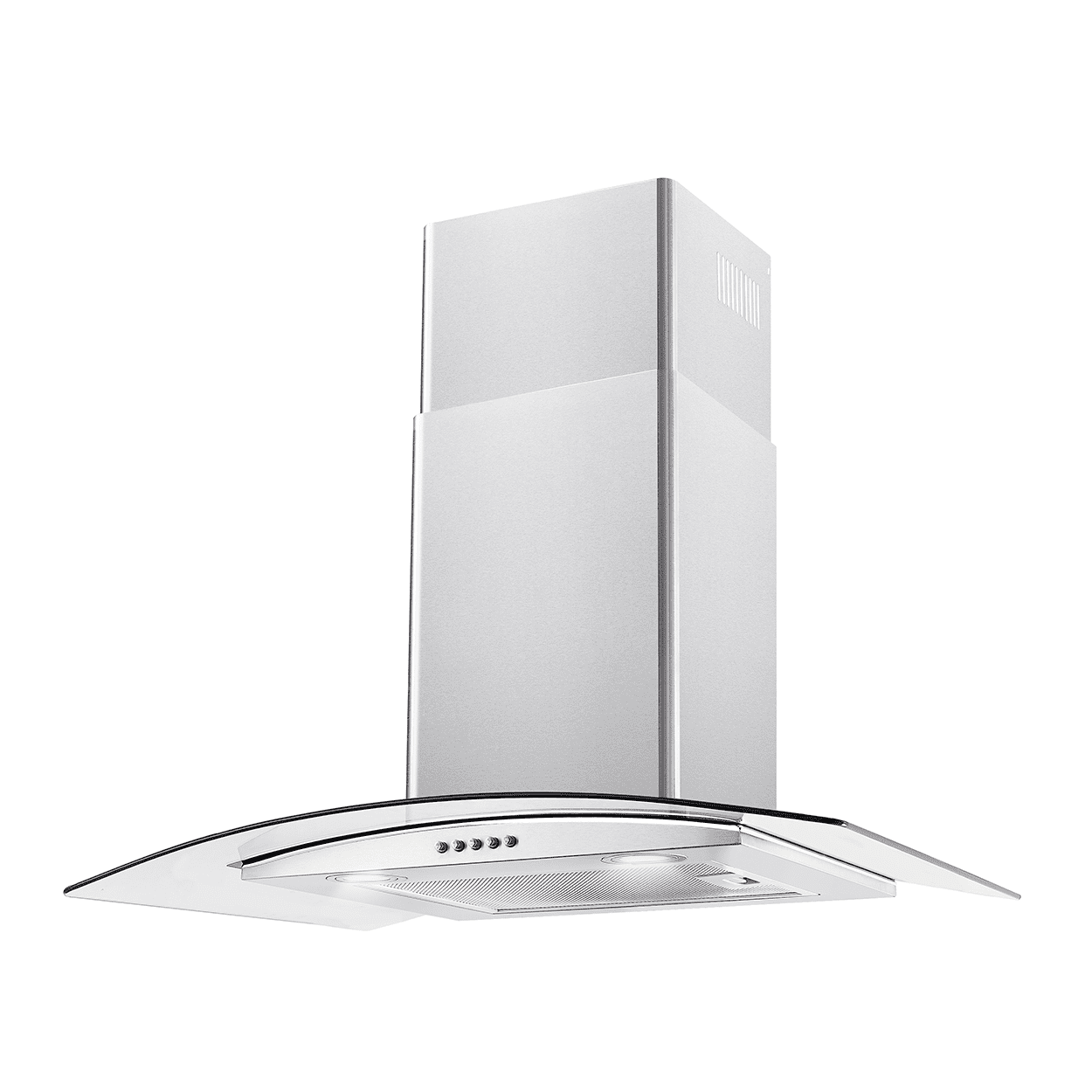 Campana decorativa de pared de 76 cm (30 pulgadas) IHD  CH Milan 30 en acero inoxidable y cristal curvo de pared
