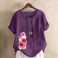 thumbnail image 3 of Camisetas de Manga Corta para las Mujeres Impreso Botón de Manga Corta Camiseta Blusa Poliéster, Ropa Casual Mirar Superior para las Mujeres, 3 of 4