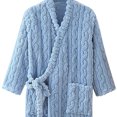 thumbnail image 4 of Lovskoo 2024 Thick Warm Bath Robe for Women Plush Soft Fleece Bathrobes Nightgown Ladies Pajamas Sleepwear Housecoat Blue-XL, 4 of 6