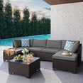 thumbnail image 6 of Asofer 7 Piece Outdoor Patio Conversation Sets，Patio Sectional Furniture Set with Ottomans and A Coffee Table for Courtyard，Poolside，Party，Gray, 6 of 10