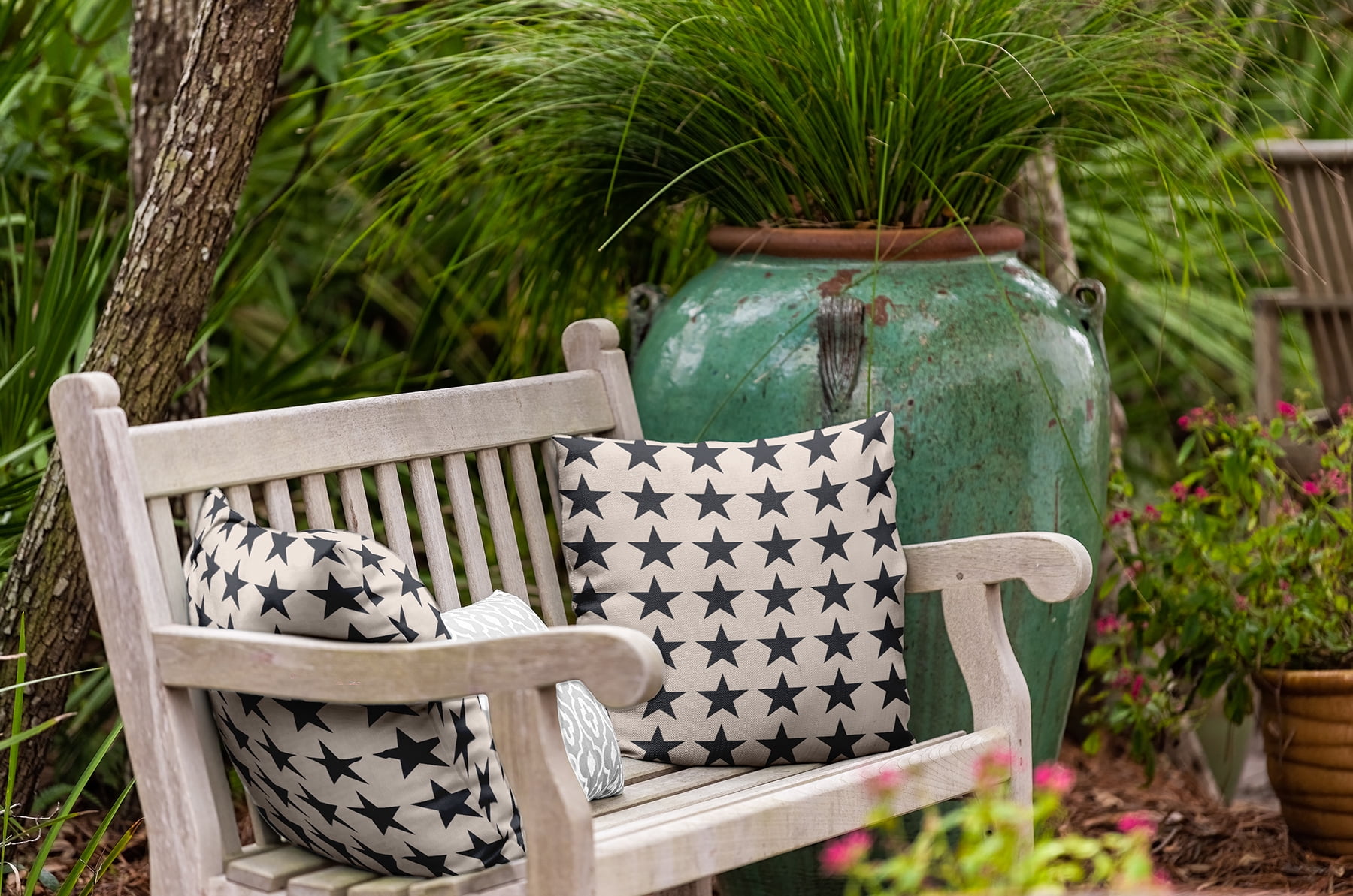 20" x 20" Simply Daisy Stars Indoor/Outdoor Pillow, Blue Qty 1
