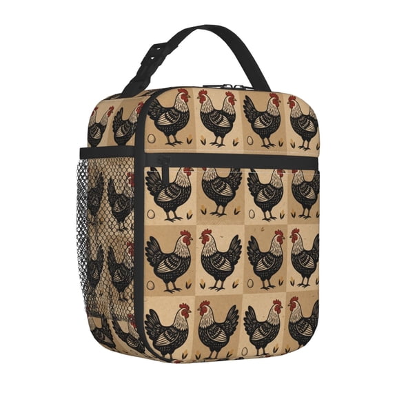 Chicken Lunch Bag, Pastel Aesthetic Cute Playful Insulated Tote, Reusable High-Density Insulation Carrier, Soft Tone Cartoon Animal Bento Box for Office Work