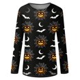 thumbnail image 6 of IYYVV Halloween Shirts for Women Long Sleeve Crewneck Casual Dressy Tops Funny Ghost Pumpkin Graphic Fall Fashion Top Deep Red M, 6 of 7
