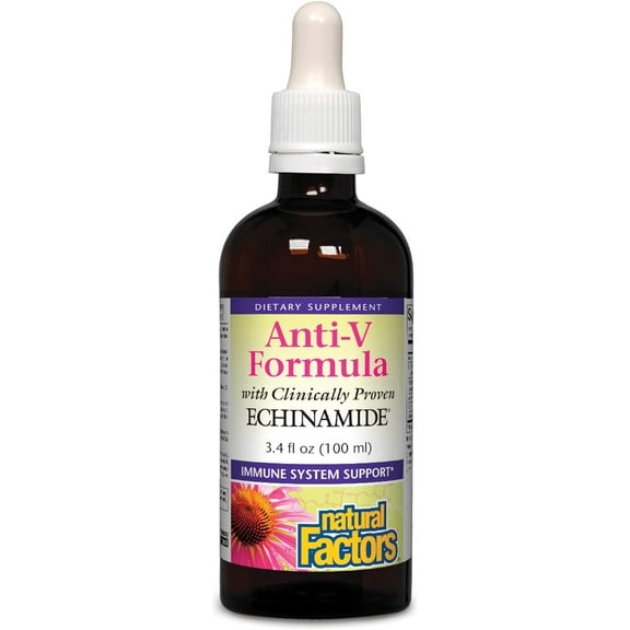 Natural Factors Anti-V Liquid Formula, Echinacea Supplement for Immune and Wellness Support, Organic, Non-GMO, 3.4 oz (100 servings)