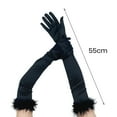 thumbnail image 6 of dianhelloya 1 Pair Ladies Prom Party Gloves Satin Solid Color Soft Hair Decor Fiver Fingers Soft Breathable Over Elbow Length Anti-slip Elastic Vintage Cosplay Prom Long Gloves Pink, 6 of 8
