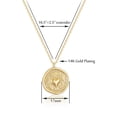 thumbnail image 5 of Valloey Rover 14k Gold Plated Vintage Circle Coin Carved Chunky Retro Textured Medallion Pendant Necklace for Women, 5 of 6