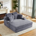 thumbnail image 3 of Miniyam 64in Compressed Upholstered Chaise Lounge Oversized Sleeper Sofa for Bedroom, Living Room, No Installation Required, Dark Gray, 3 of 15