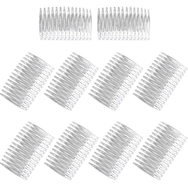 10 peines con pinza para el pelo, peines de plástico para velo de novia, 14 dientes, Hs