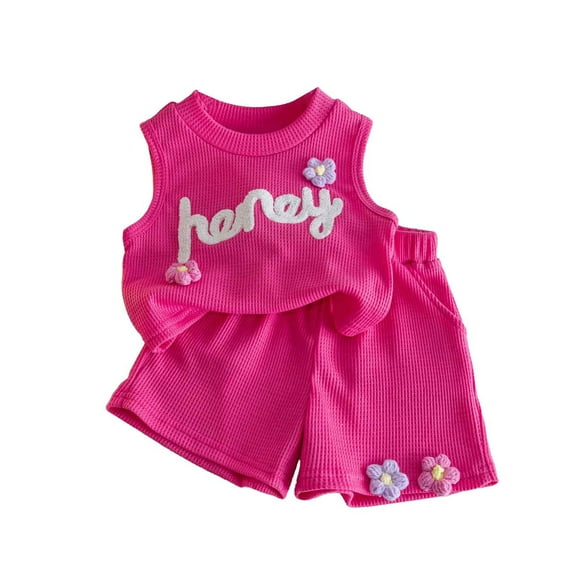 MEZZALL Summer Toddler Girls Sleeveless Floral Vest T-Shirt Tops Shorts Outfits Stylish Baby Wear