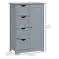 thumbnail image 3 of kleankin Bathroom Storage Cabinet with 4 Drawers and Adjustable Shelf, Grey, 3 of 10