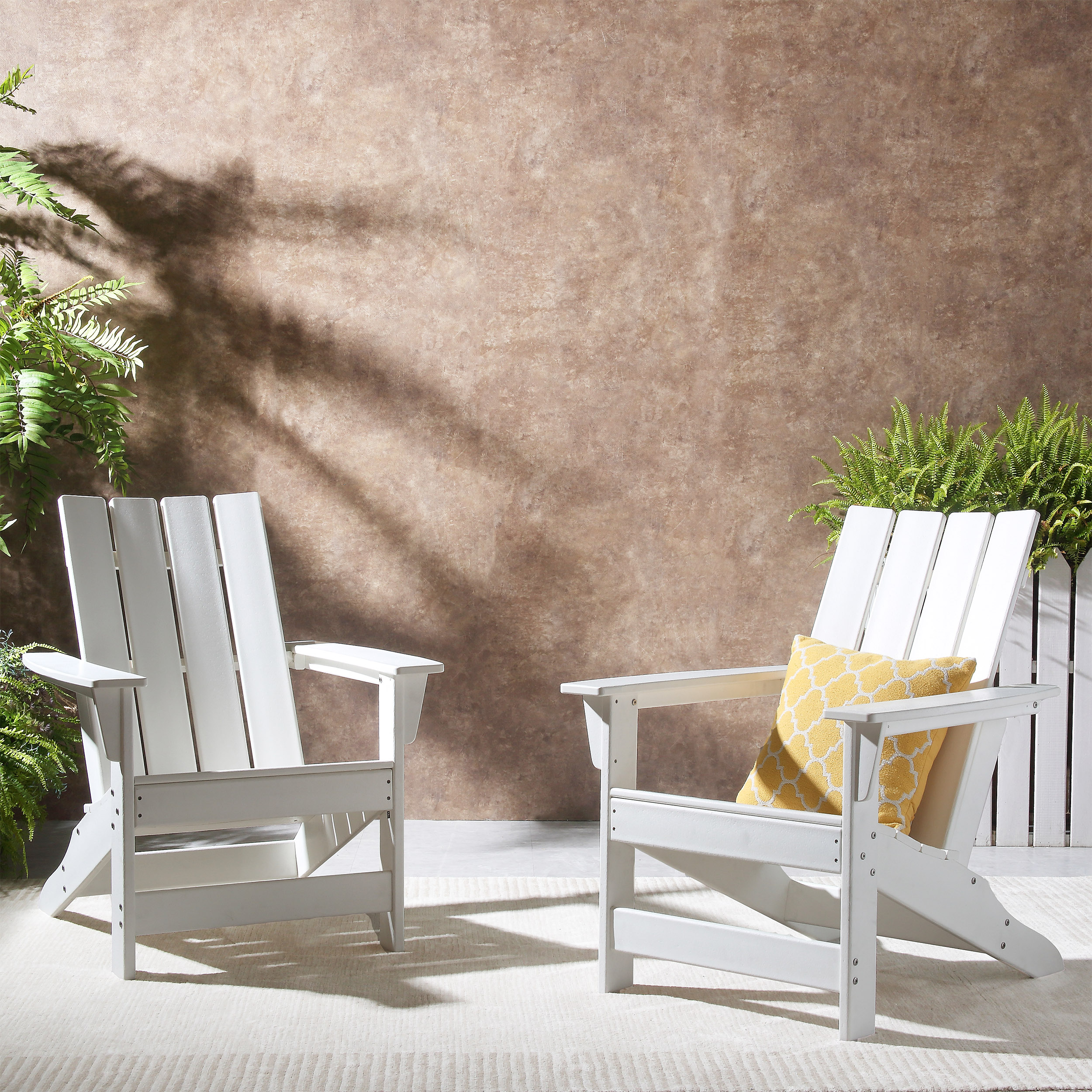 Panagiota Outdoor Contemporary Adirondack Chair, Set of 2, White - image 2 of 12