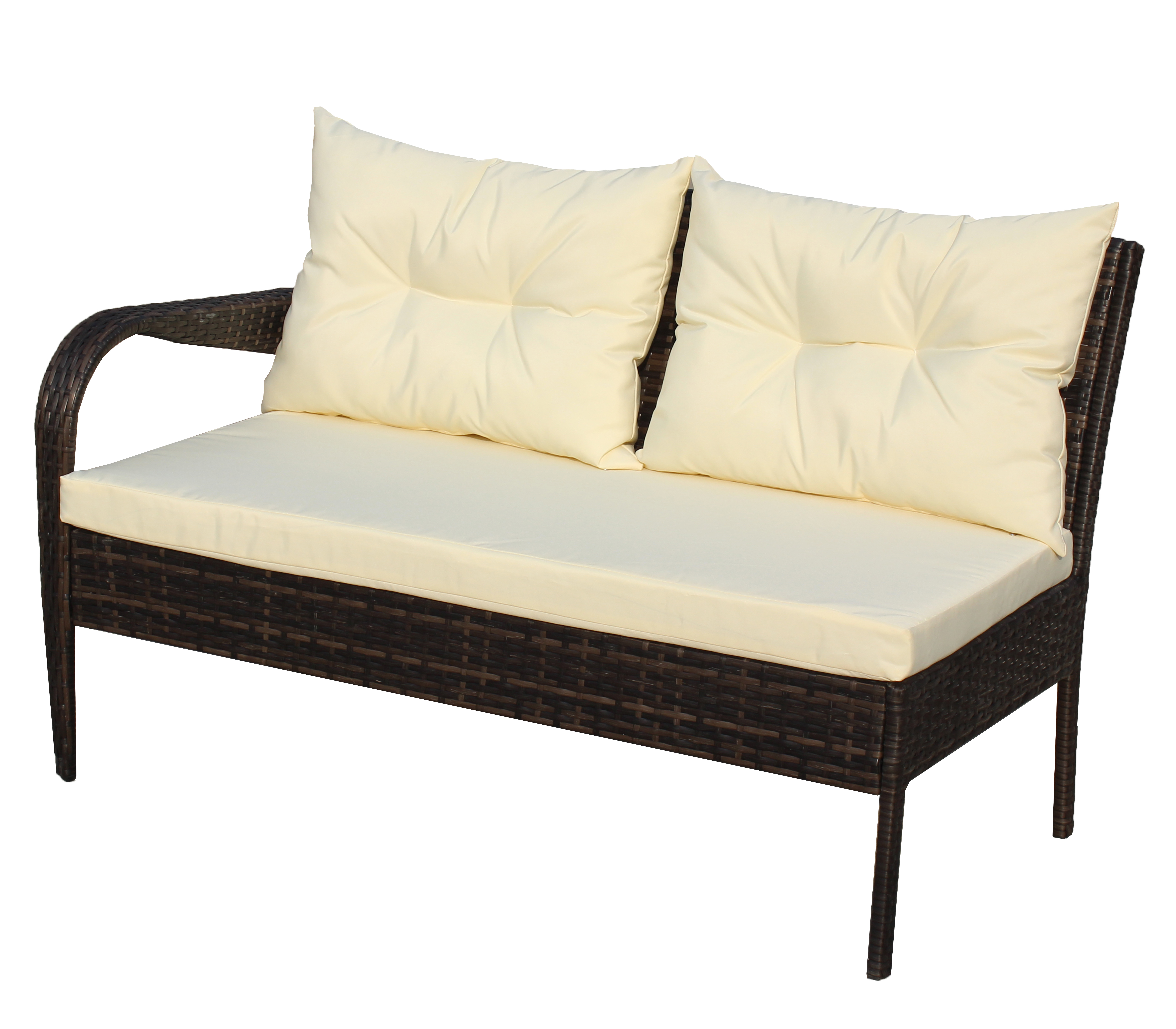3 Piece Patio Furniture Set, All-Weather Outdoor Sectional Sofa Set, PE Rattan Conversation Set with Table & Cushions, Wicker Furniture Couch Set for Patio Deck Garden Poolside Yard