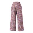 thumbnail image 4 of USNSM Palazzo Pants for Women Dressy Casual Floral Print Beach Wide Leg Pant Elastic Flowy Linen Trousers with Pockets Pink M, 4 of 4