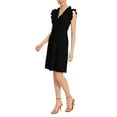 thumbnail image 6 of Maggy London V Neck Ruffle Sleeves Back Zipper Short Crepe Dress-HORN / 4, 6 of 26