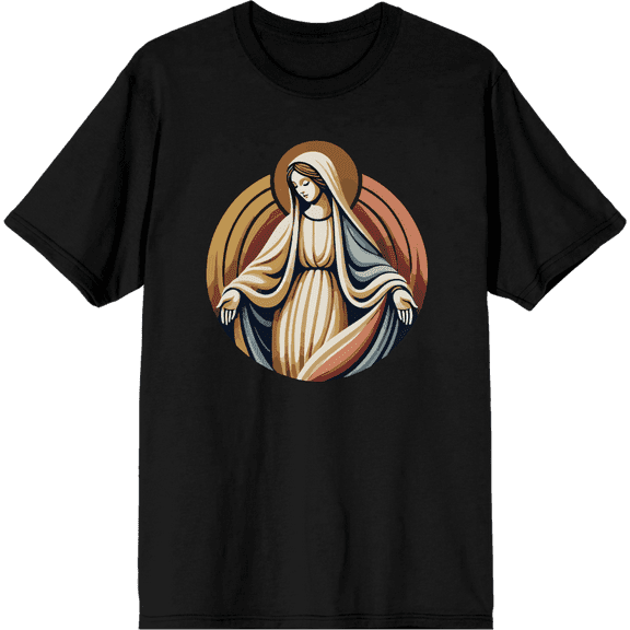 Virgin Mary  Adult Black Crew Neck Short Sleeve Tee-Medium