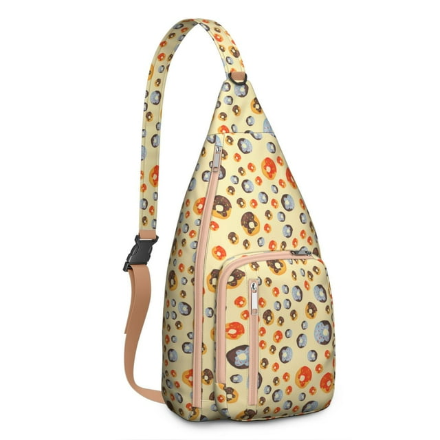 Donut Craze Sling Backpack – Fun Jelly-Filled Print Crossbody Bag, Fashionable Pack for Weekend Getaways