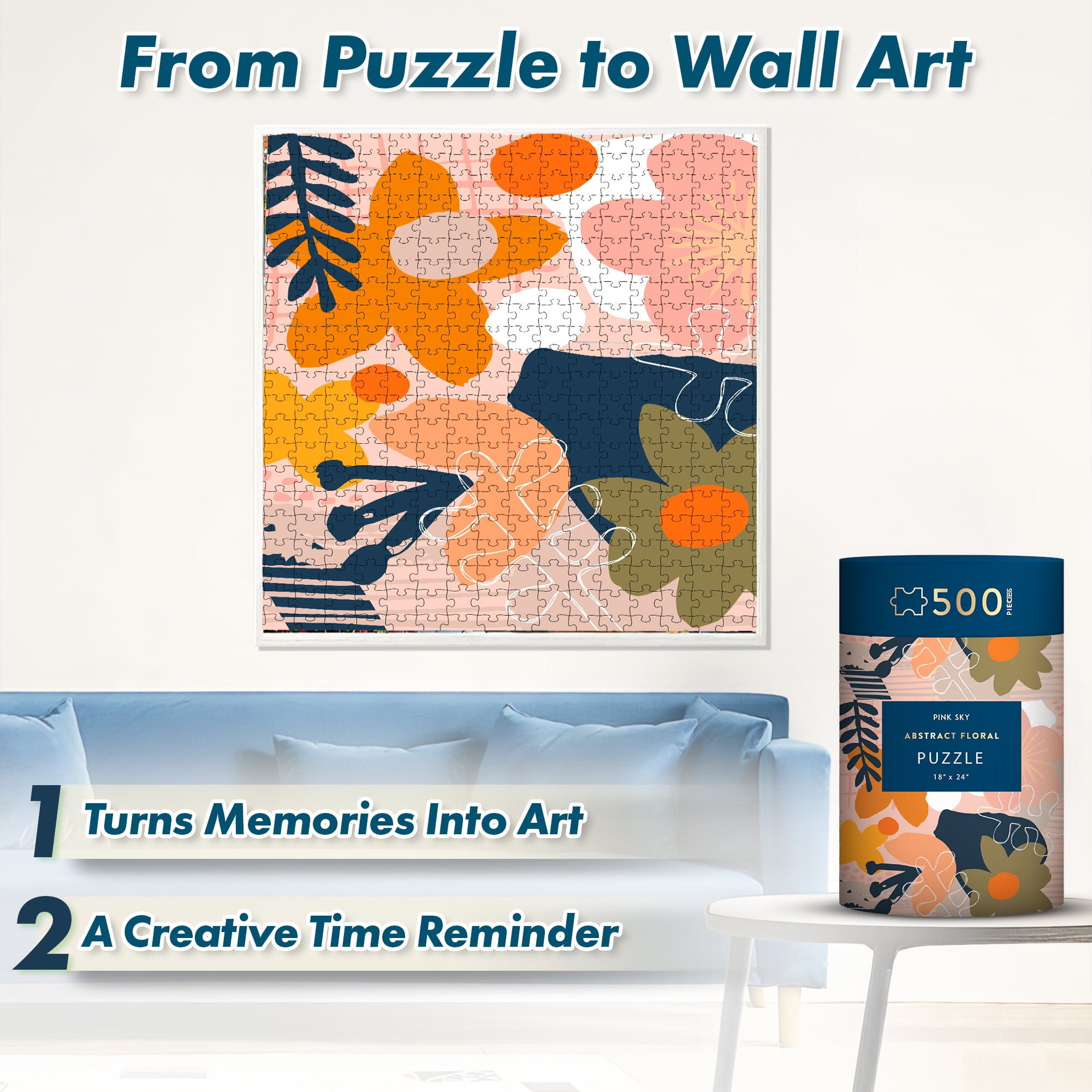 Abstract Floral Pink Sky Puzzle 500 Piece Cylinder Tube Gift