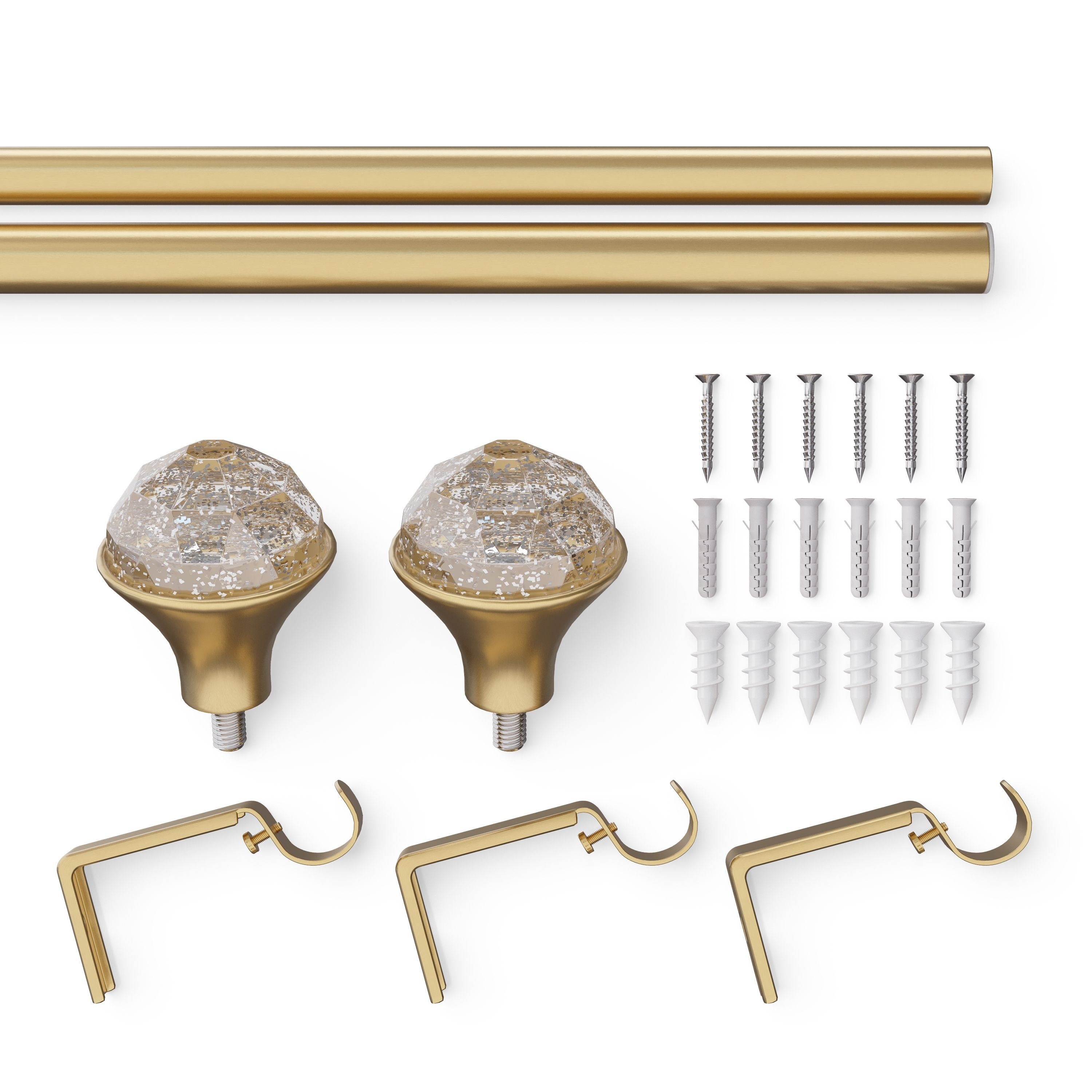 Mainstays Kids Gold Faceted Gem Single Curtain Rod, 3/4 in, Adjustable 28 in-48 in