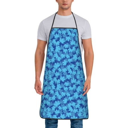 

Matuu Blue Maple Leaf for Cooking Apron for Men and Women Adjustable Strap and Waist Ties for Baking Cooking Gardening
