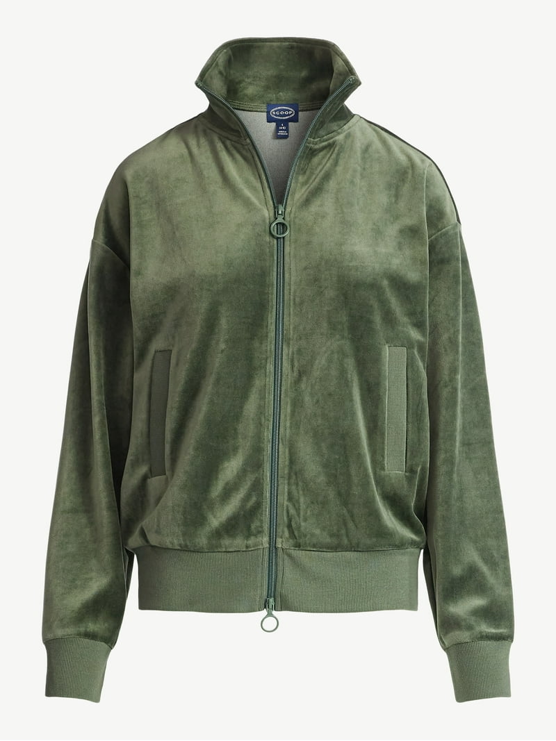 Scoop Women's Velour Track Jacket, Lightweight, Sizes XS-XXL