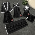 thumbnail image 2 of Outfmvch pajama sets for women 2 piece womens pajamas silk pajamas for women Sleepwear Sets notch collar short sleeves Slim-Leg Solid color leisure Polyester 1 Set of lace satin pajamas B L, 2 of 8