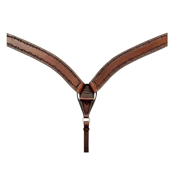 HILASON Western Horse Breast Collar Tack Genuine American Leather Barb Wire Rough Out Dark Brown